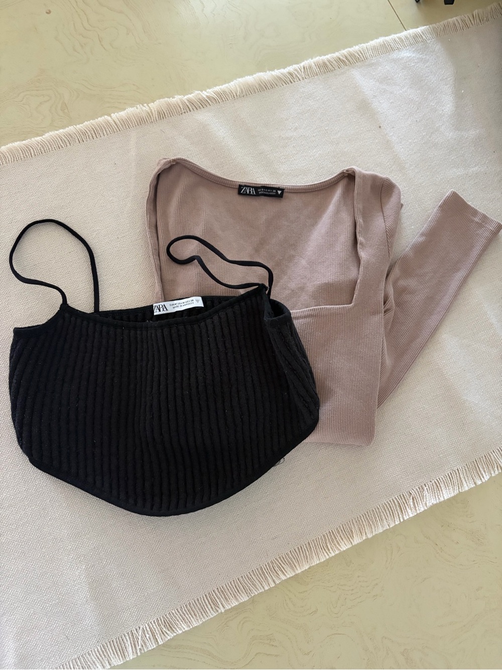 Zara bundled Square Neck Taupe top S and Zara Black SweaterTank M